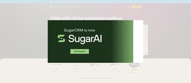 SugarCRM platform with separate modules for sales, marketing, and service including SLA tracking