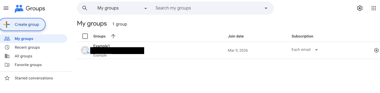 Finding your Google Group in groups.google.com