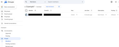Viewing your membership status and permissions in a Google Group