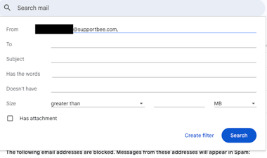 Setting filter criteria with the Google Group email address