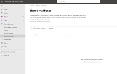 Navigating to Shared mailboxes under Teams & groups