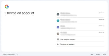 Choose a Gmail account screenshot