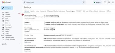Settings/Conversation View screenshot