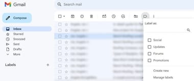 Create labels to categorize emails
