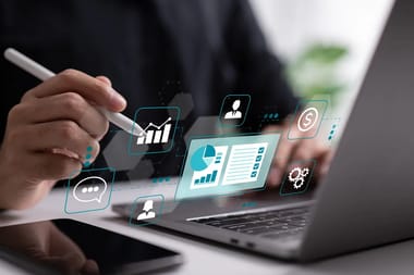 Using a CRM solution on a laptop