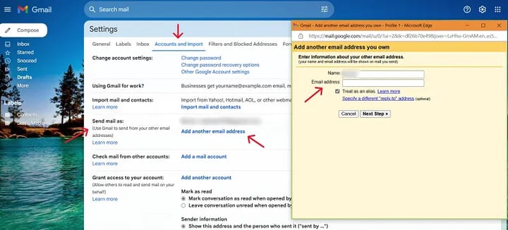 Accounts and Import settings screenshot