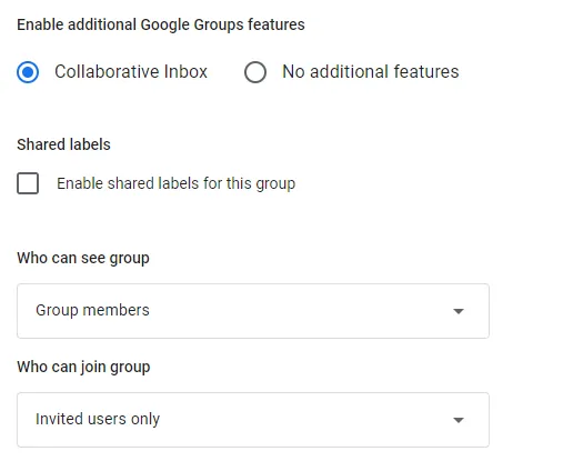 Enable Collaborative Inbox features screenshot