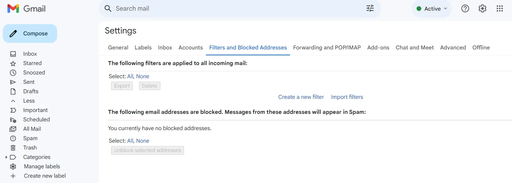 Create an email filter