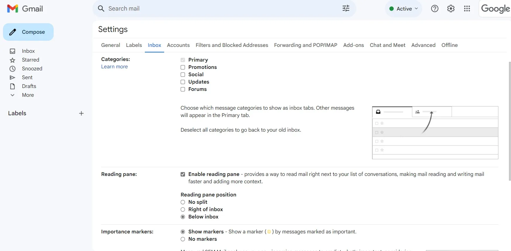Select your changes in the Quick settings box