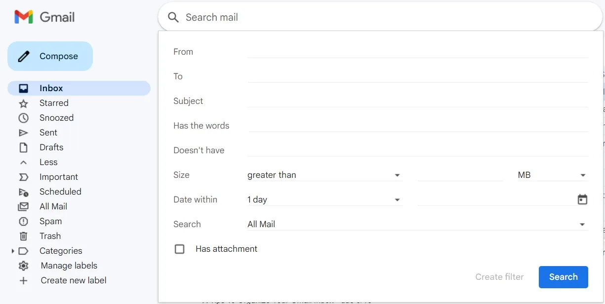 Set up a filter to streamline what lands in your inbox
